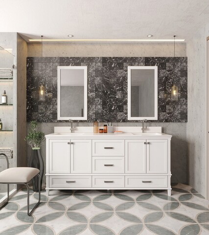 Set mobilier de baie (3 piese), Jussara, Yukon 72, Alb Jussara