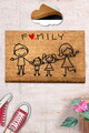 Covoras de intrare, Coco Nuclear Family, 40x60 cm, COIR, Multicolor