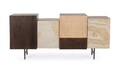 Bufet Kibik, Bizzotto, 180x42x75 cm, lemn de mango/piatra naturala/ratan, maro/natural