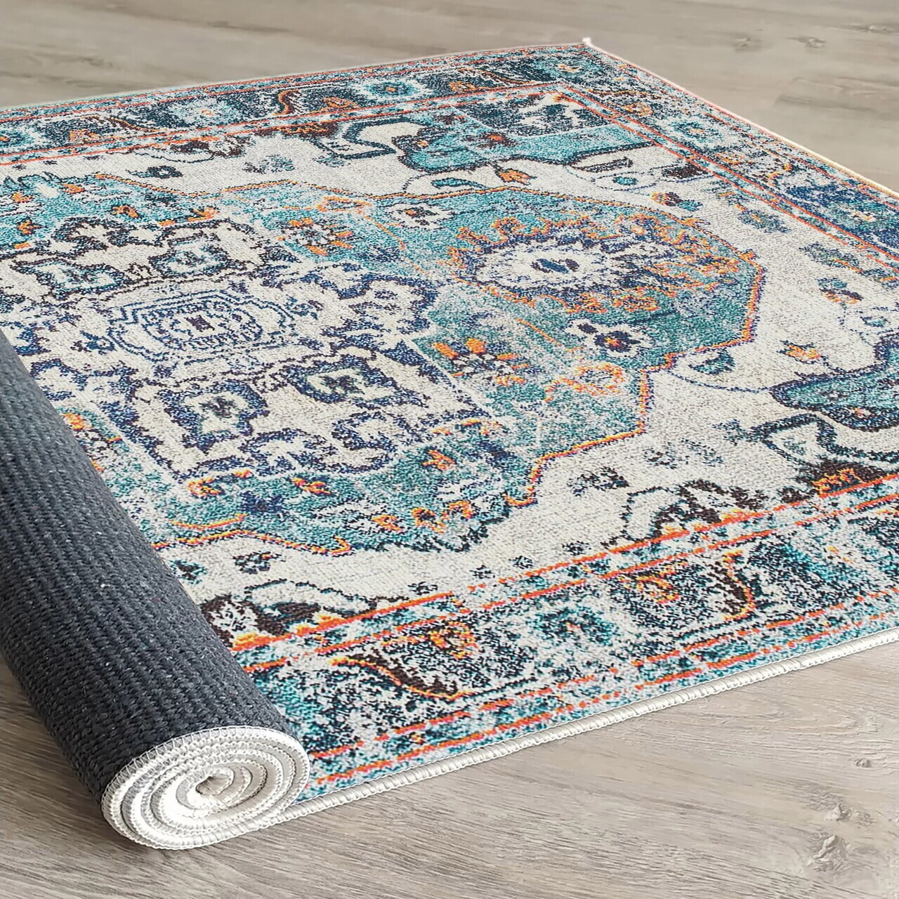 Covor, Woopamuk241, 160x230 cm, Bumbac/Poliester, Albastru - view 3