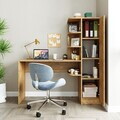 Set birou si biblioteca, Hanah Home, 2077, 143.2x143.2x50 cm, PAL MELAMINAT, Maro
