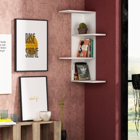 Raft pentru perete, Homitis, Saso – White, 20x42x85 cm Mobilier si saltele