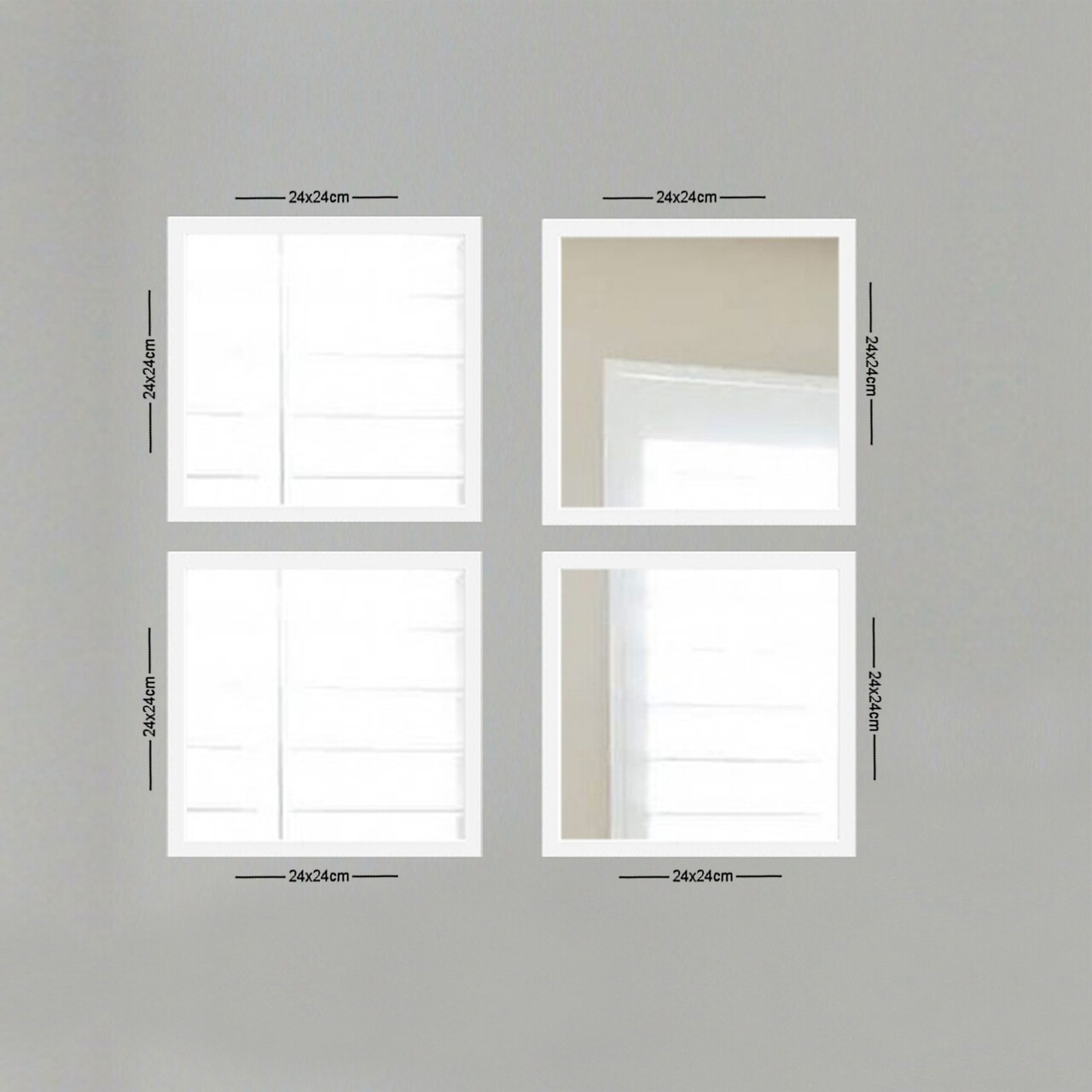 Set 4 oglinzi decorative, SETAYNA_070, Plastic laminat, Alb / Argintiu - view 2