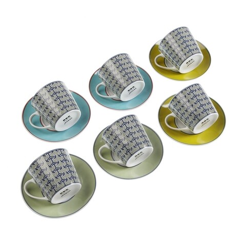 Set 6 cesti cu farfurie pentru ceai leia, versa, 14 x 14 x 9 cm, portelan