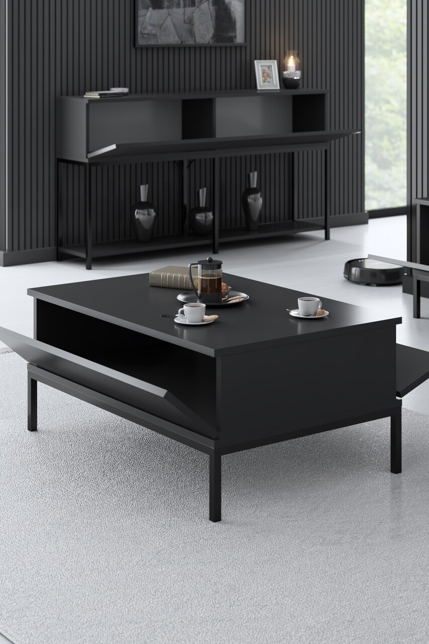 Masuta de cafea, Bexley, Lord, 90x40x60 cm, PAL, Antracit / Negru - 1 | YEO