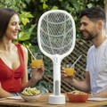 Paleta electrica anti-insecte reincarcabila 2 in 1 cu lumina UV, KL Rak, InnovaGoods, 44.5 x 18 cm, alb/gri