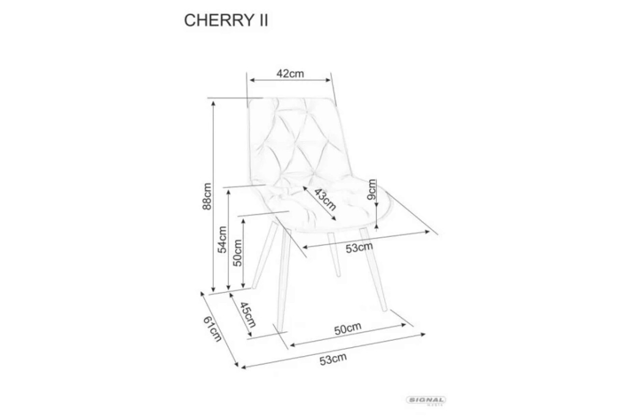 Scaun Cherry II Velvet, Signal, 53x43x88 cm, catifea/otel, negru