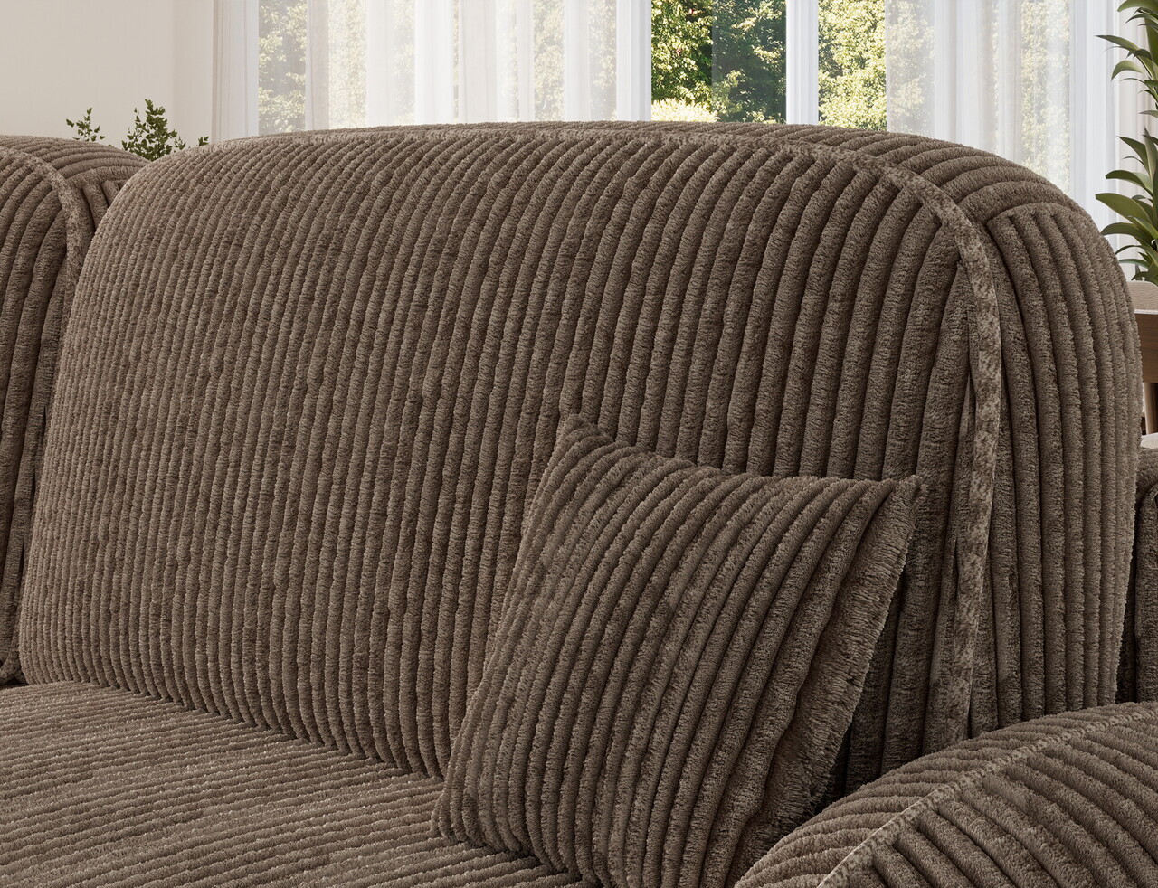 Coltar extensibil stanga 3 locuri ELTAP, Tesalia, 240x150x93 cm, lemn/catifea din poliester, maro deschis — imaginea 8