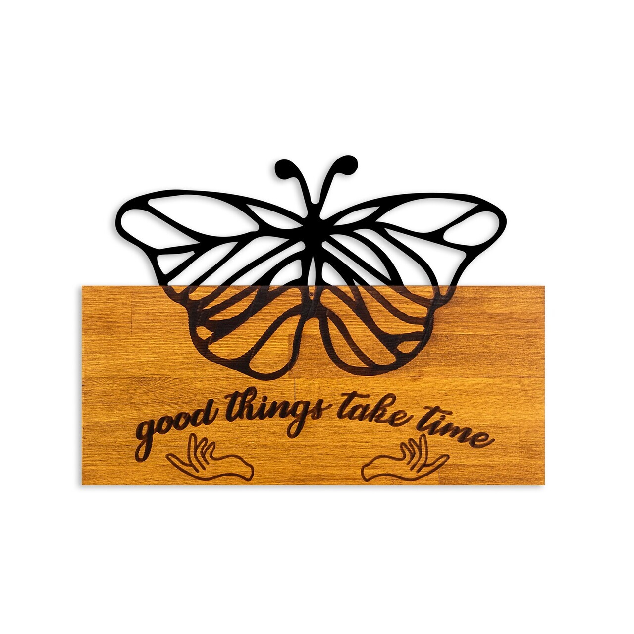 Decoratiune de perete, Butterfly 5, Lățime: 58 cm Înălțime: 42 cm Adâncime: 3 cm, Nuc / Negru — imaginea 5