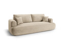 Canapea extensibila 3 locuri, Ella-120, Micadoni Home, 253x108x94 cm, catifea, bej deschis