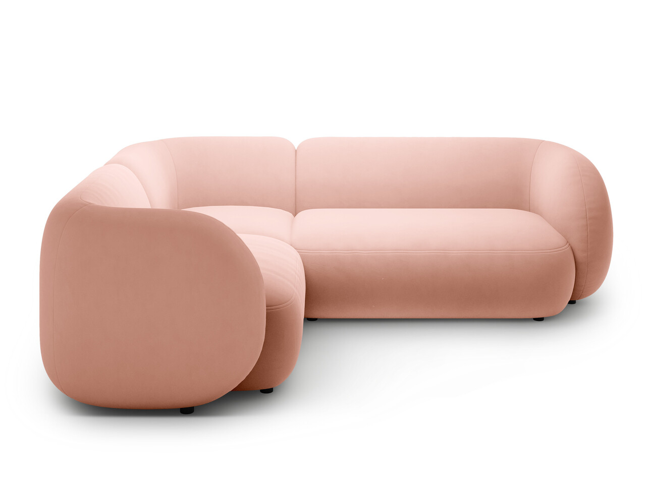 Coltar stanga 4 locuri, Kate, Micadoni, 252x220x76 cm, catifea, roz - 1 | YEO
