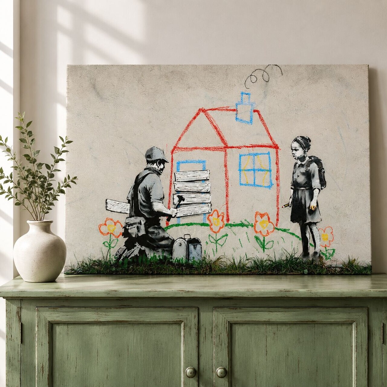 Tablou decorativ, KNV12097, Canvas, Lemn, Multicolor
