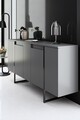 Consola, Bexley, Luxe, 160x35x80 cm, PAL, Antracit / Negru