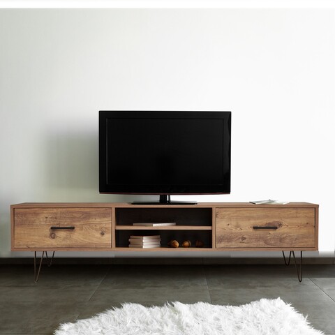Comoda tv beta, violet, 180x40x50 cm, maro/negru