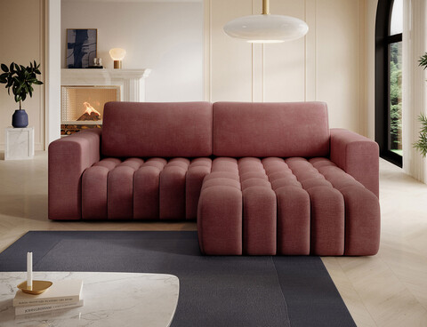 Coltar extensibil dreapta 4 locuri ELTAP, Bon-36, Bonett, 250x175x92 cm, lemn/poliester, roz inchis