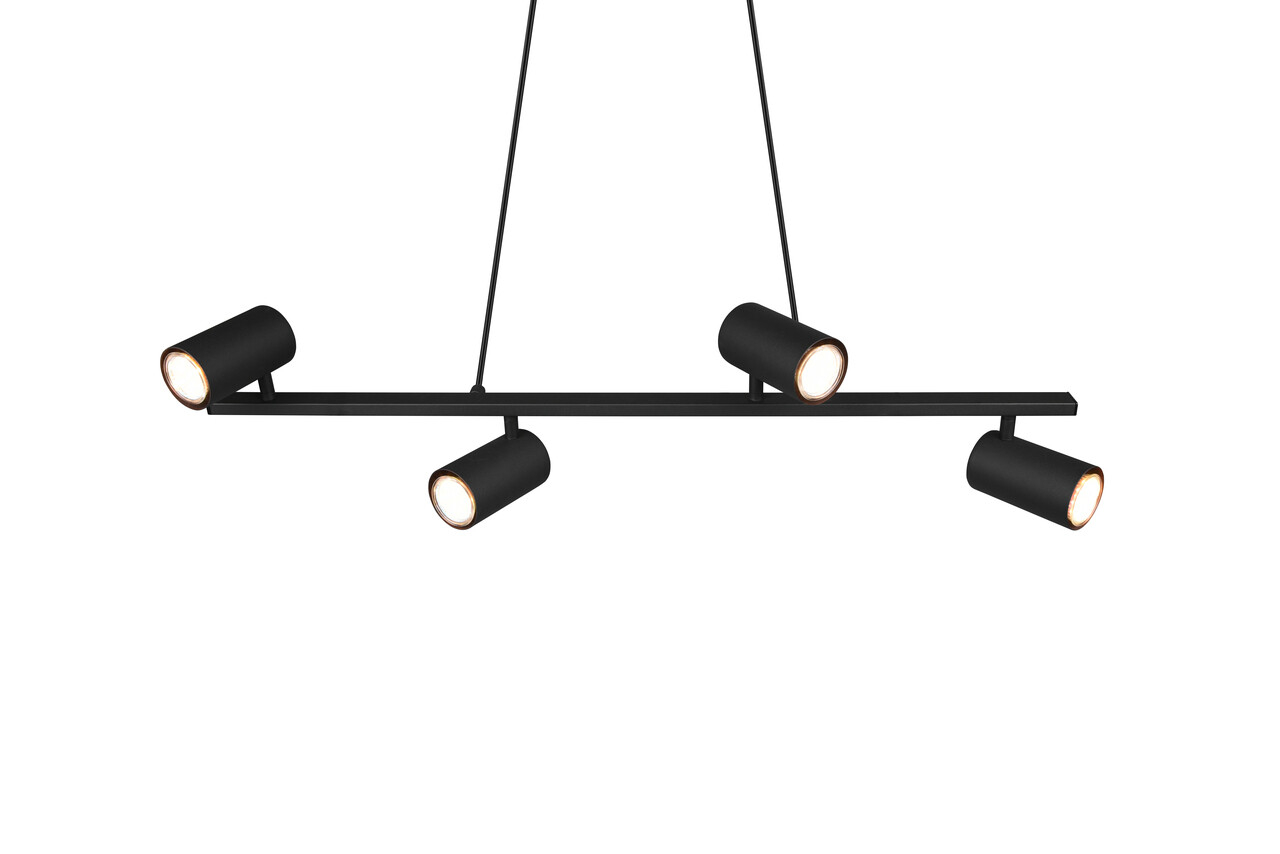 Lustra Marley, TRIO, 80x18x150 cm, 35W, 4x GU10, metal, negru mat