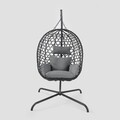Leagan/balansoar gradina Nido, Homla, 106x104x184 cm, otel/ratan/poliester, gri