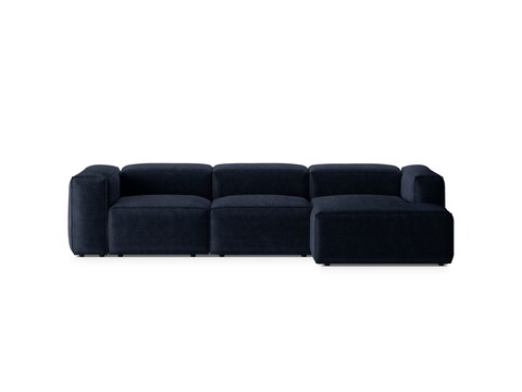Coltar dreapta 3 locuri, Bergamo, Cosmopolitan Design, 304x152x70 cm, catifea chenille raiata, albastru navy