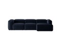 Coltar dreapta 3 locuri, Bergamo, Cosmopolitan Design, 304x152x70 cm, catifea chenille raiata, albastru navy