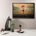 Tablou decorativ, Red Umbrella, Lemn, Lemn, Multicolor