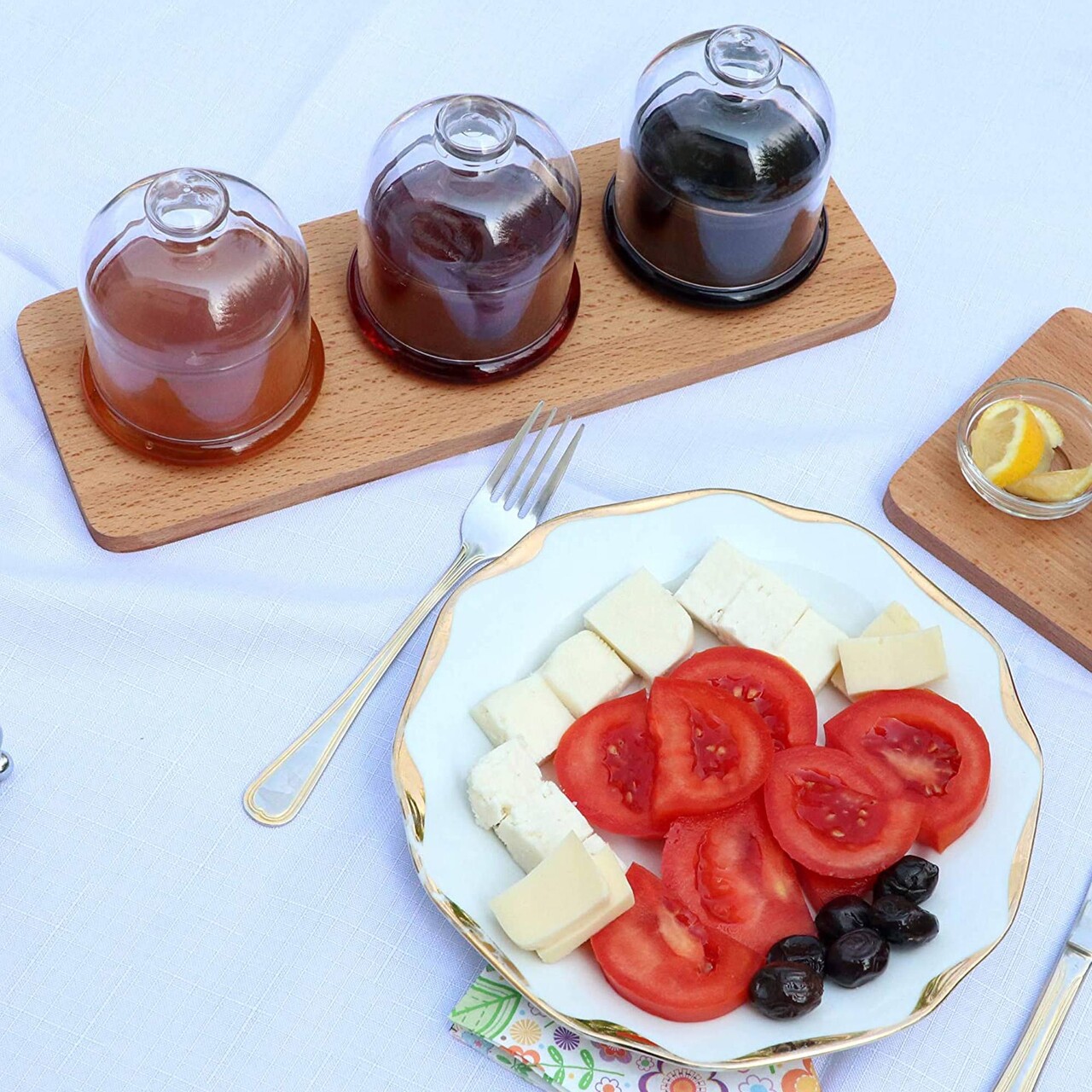 Set 3 borcane cu tava pentru servire UP00208, Forsberg, 27.5x9x11 cm, sticla - 1 | YEO