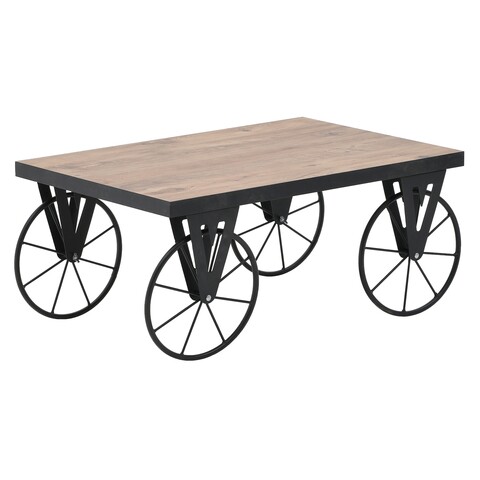 Masuta de cafea Natural Black, InArt, 90x60x42 cm, fier/MDF
