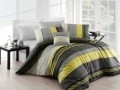 Lenjerie de pat pentru o persoana, 3 piese, amestec bumbac, Nazenin Home, Zigo Yellow, gri/galben