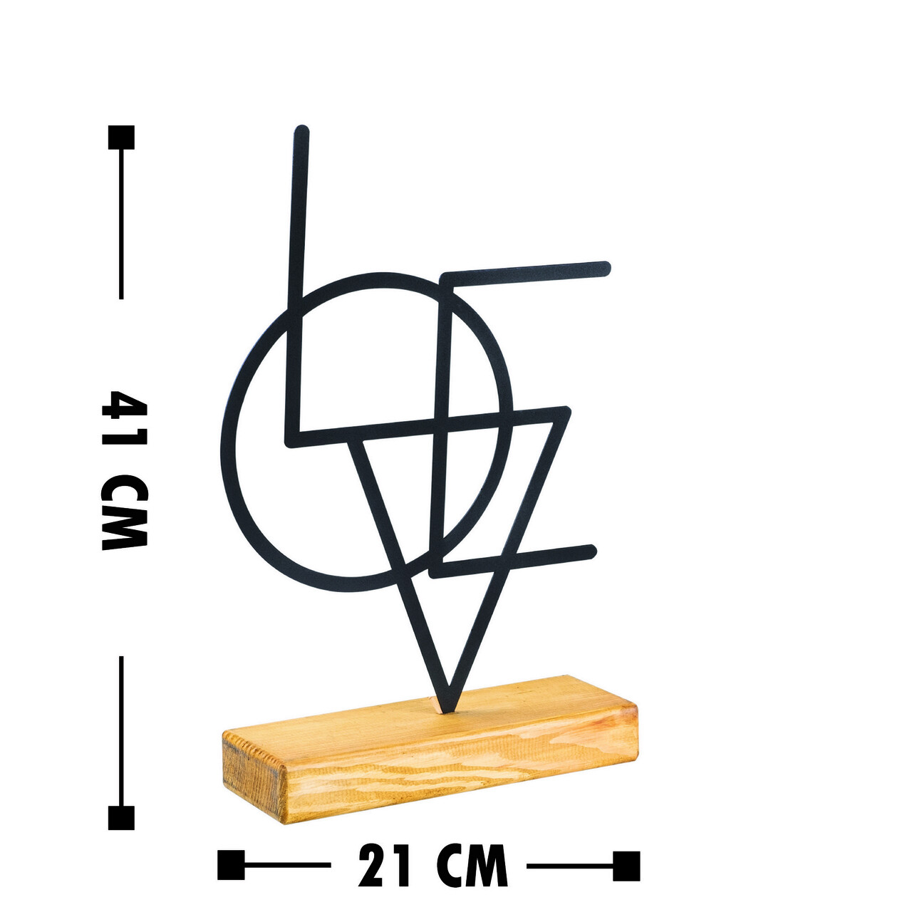 Decoratiune, Geometric, 21x41x4 cm, Metal, Negru