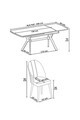 Set masa extensibila si scaune (7 piese), Hanah Home, Sim, Antracit / Auriu / Cappuccino