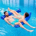 Hamac plutitor dublu pentru piscina Twolok InnovaGoods, 135 x 131.5 cm, albastru