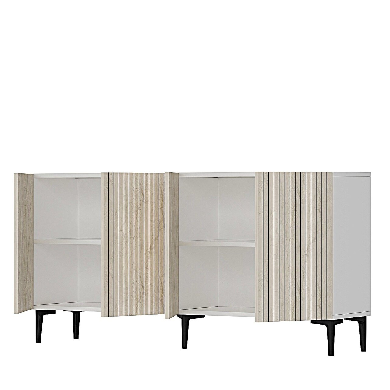Consola, Hanah Home, Zeynep 150, 150x75x32 cm, PAL , Alb / Travertin - view 7