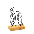 Decoratiune, Pingu, 26x8x17 cm, Metal, Lemn/Negru