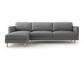 Coltar stanga 4 locuri, Eden, Micadoni, 286x150x90 cm, catifea, gri