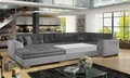 Coltar extensibil stanga 5 locuri ELTAP, Damario, 338x189x78 cm, lemn/poliester, gri inchis/gri deschis