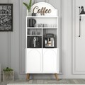 Dulap de bar pentru cafea, Hommy Craft, Lyon 80, PAL, Alb/Maro
