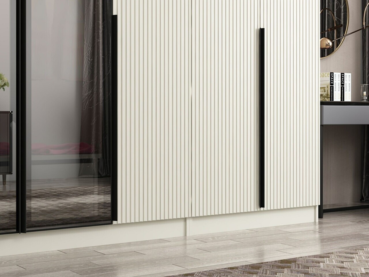 Dulap pentru haine, Hanah Home, Nisa, 315x210x52 cm, Gresie — imaginea 5