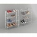 Suport pentru 24 perechi de pantofi cu 8 rafturi Metaltex, 64x23x165 cm, metal/invelis din plastic LDPE, alb