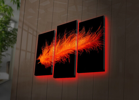 Set 3 tablouri decorative cu lumina LED, 3PATDACT-19, 20 x 39 cm, 2 piese, Multicolor