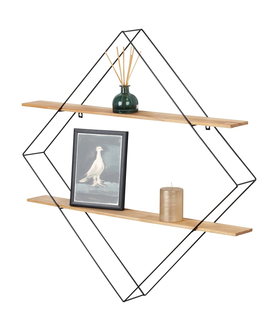Etajera, Wenko, Geo, 56 x 56 x 10 cm, lemn/metal, negru/maro - 2 | YEO