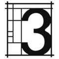 Numar casa pentru poarta/usa Three, metal, 14 x 16 cm, negru, cifra 3