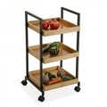 Carucior cu 3 rafturi, Versa, Bamboo, 34 x 70 x 37.5 cm, bambus/metal, maro/negru