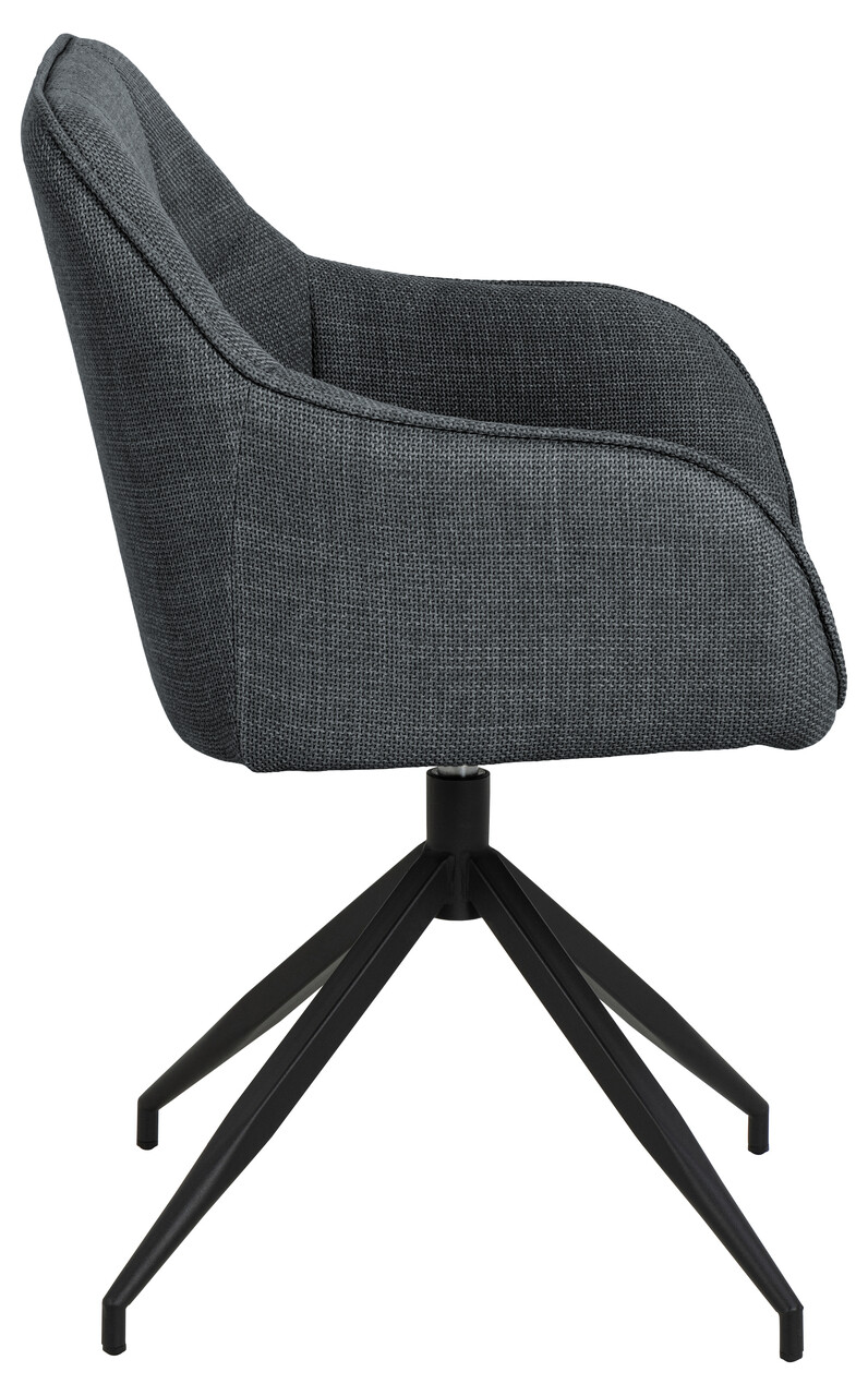 Scaun Brenda, Actona, 58x54.5x84.5 cm, rotativ, tesatura structurata/otel, gri inchis - view 5
