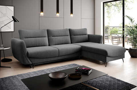 Coltar extensibil dreapta 3 locuri ELTAP, RT-05VER, Silva, 276x201x100 cm, lemn/poliester, gri inchis