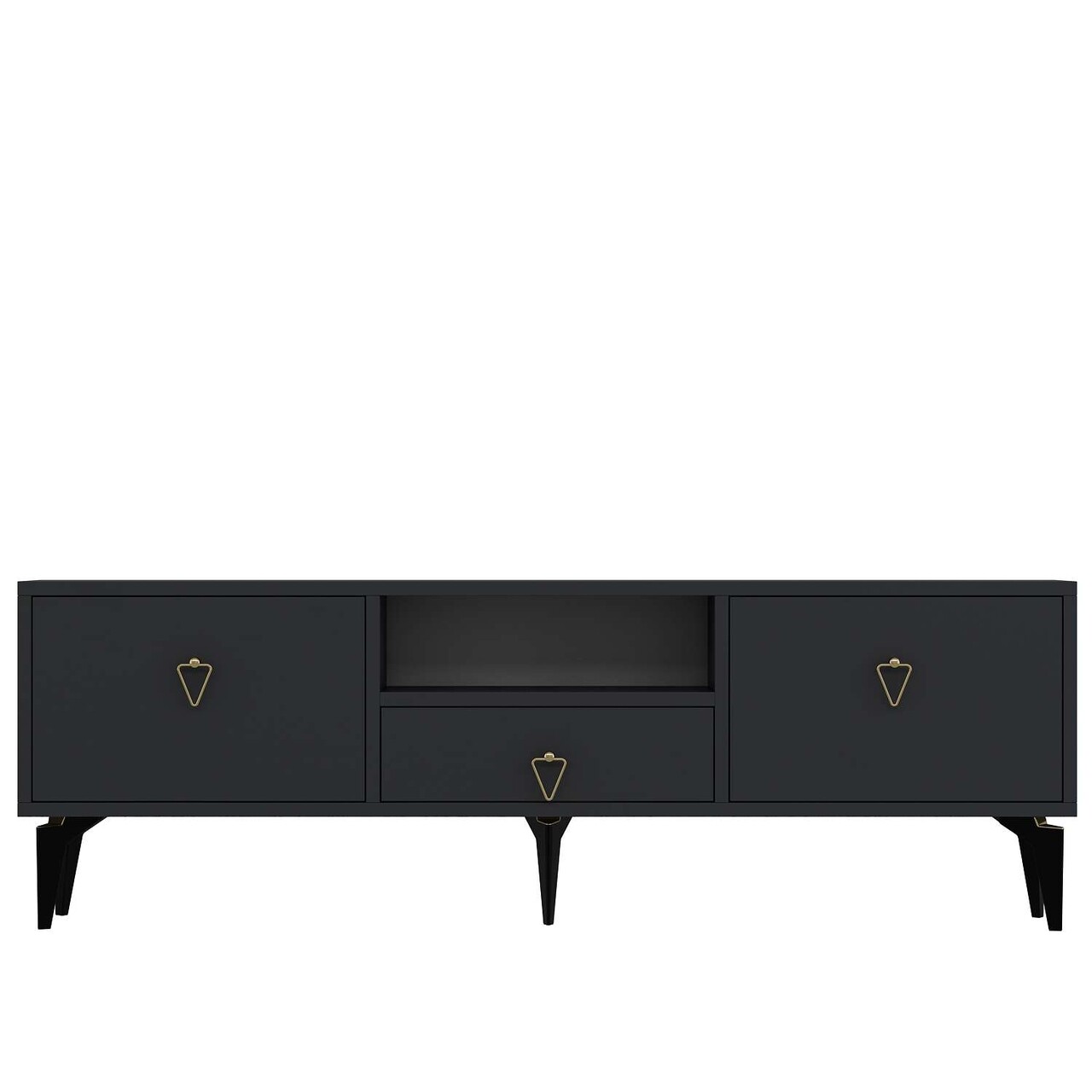 Comoda TV, Hanah Home, 1302-DROP-1, 140x49x30 cm, PAL , Antracit / Aur - view 3