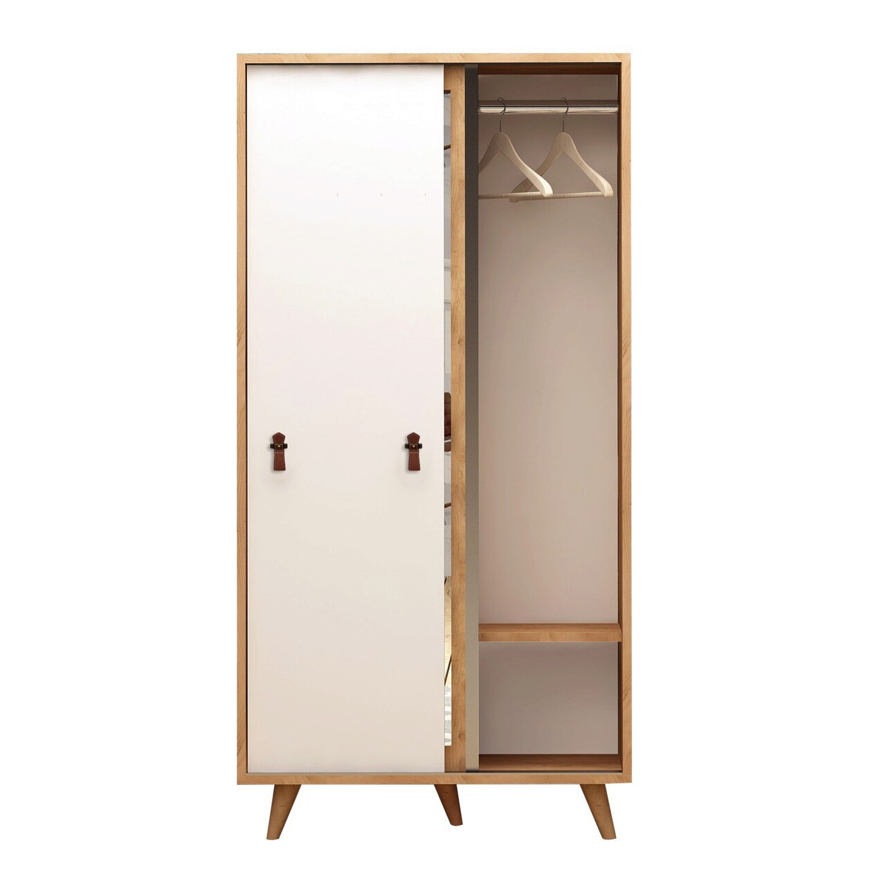 Dulap pentru haine, Mod Design, Yahha, 100x190x60 cm, Stejar / Alb - 2 | YEO