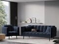 Canapea extensibila, Canna, Mazzini Sofas, 3 locuri, 225x100x85 cm, catifea, albastru inchis