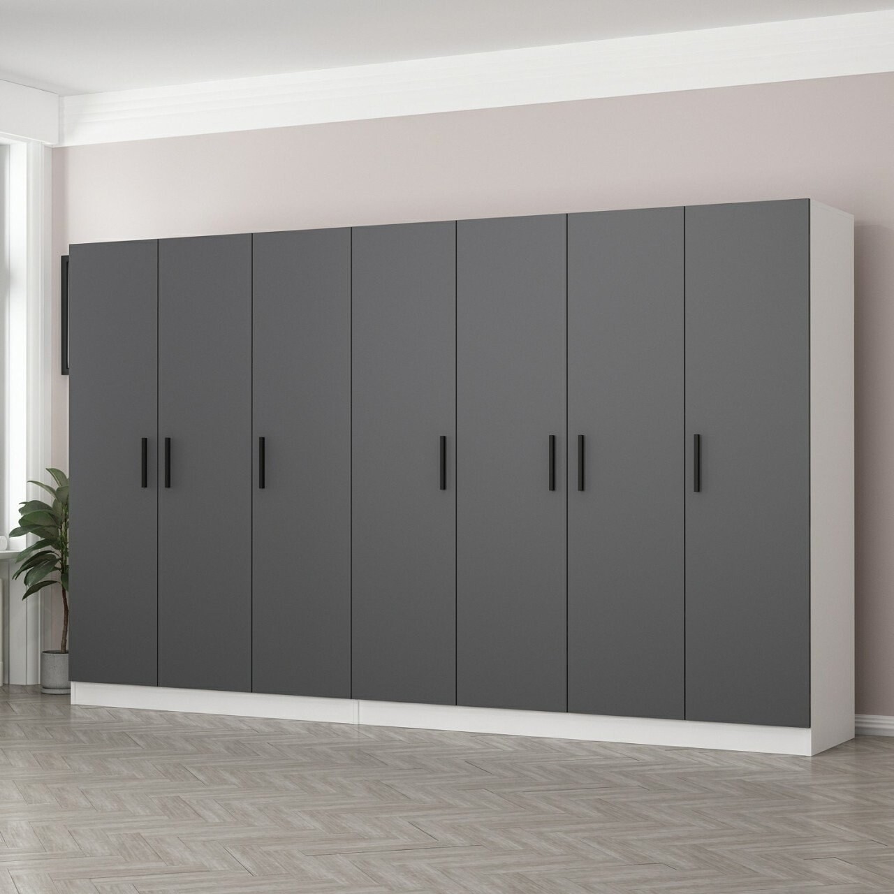 Dulap pentru haine, Minerva, Kale, 315x210x52 cm, PAL, Antracit - 1 | YEO