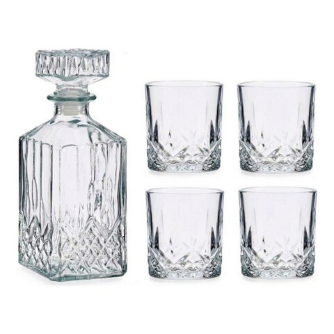 Set 4 pahare si sticla pentru whisky classic, vivalto, 300 ml / 900 ml, sticla