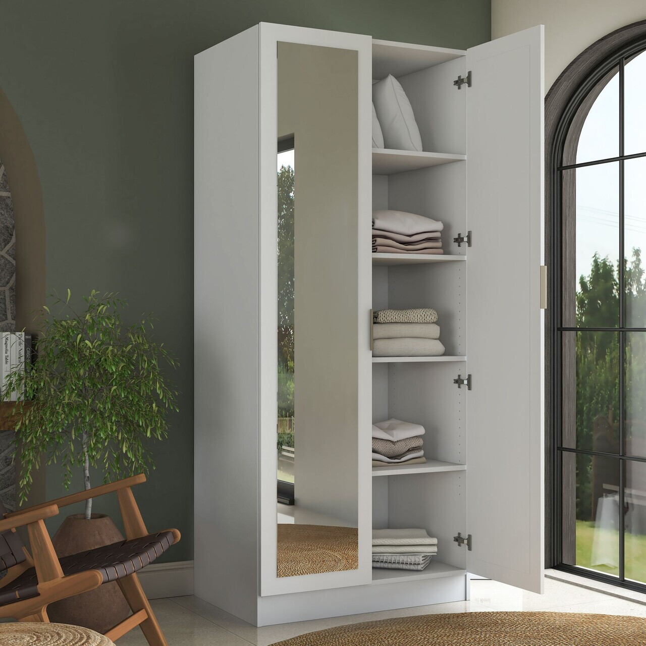 Dulap pentru haine, Hanah Home, BA231, 90x210x57.5 cm, PAL melaminat, Alb - view 5