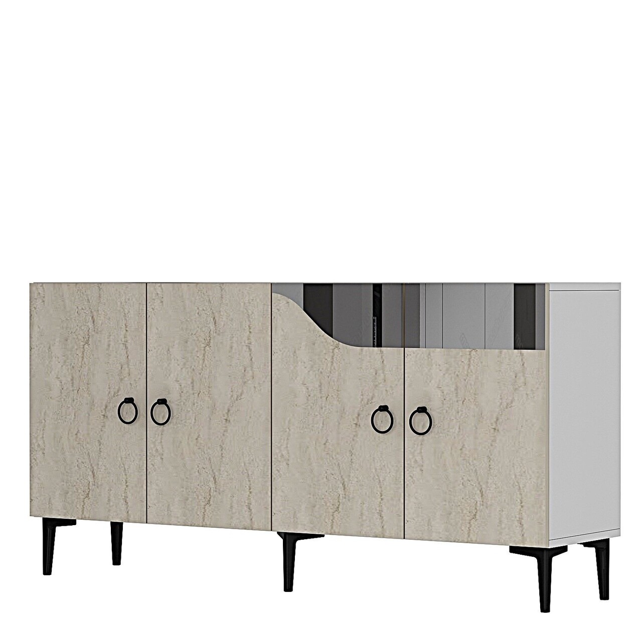 Consola, Hanah Home, Gama 150, 150x75x32 cm, PAL , White / Travertine / Silver - view 4